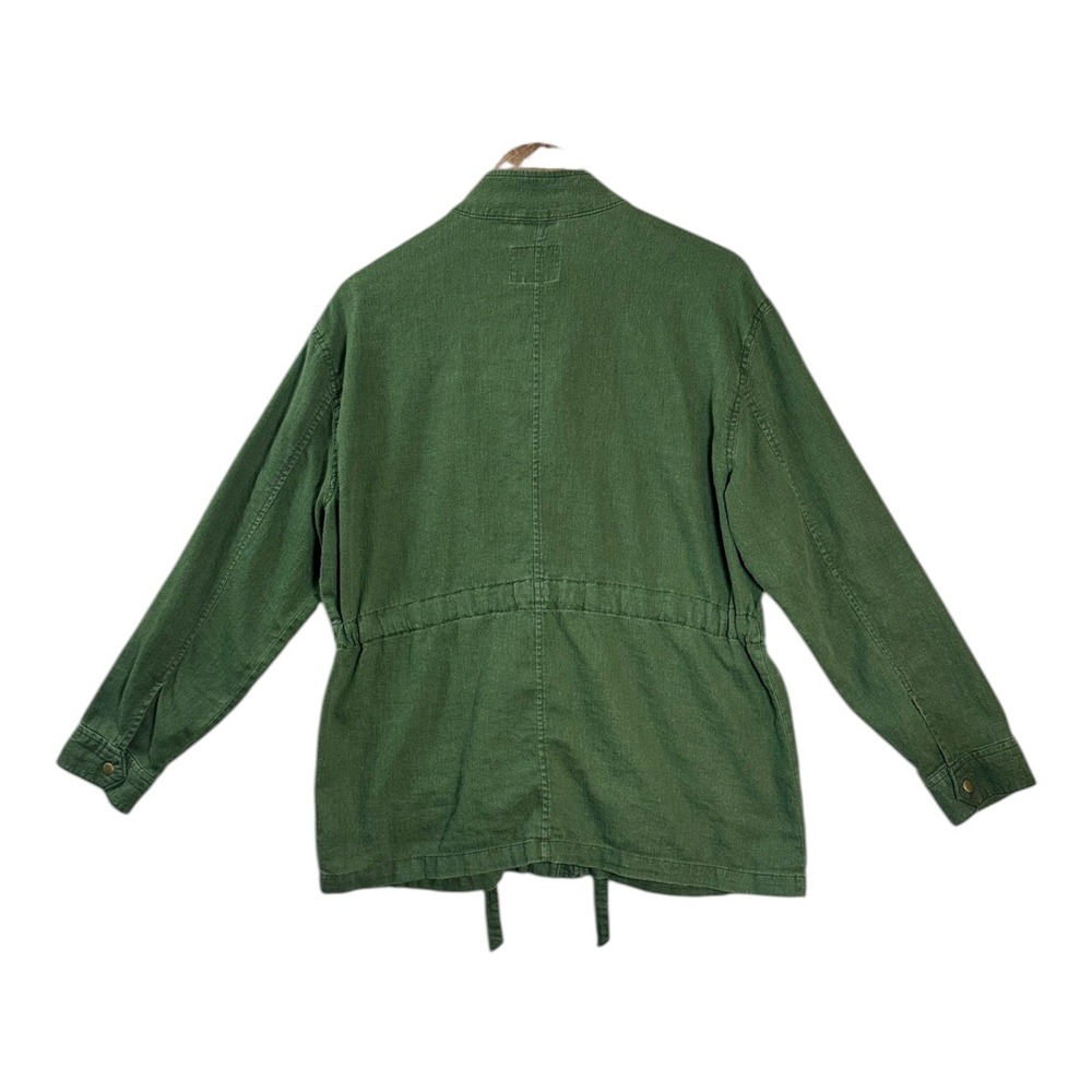 Old Navy Womens Utility Field Jacket L Green Linen Blend Layering Lightweight - Picture 3 of 8